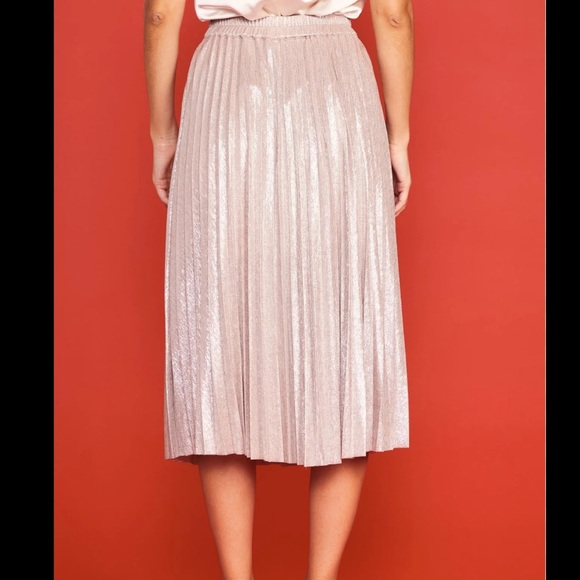 Abercrombie & Fitch women’s rose gold pleated midi skirt S L91-21 - Picture 1 of 6